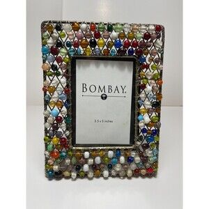 Bombay Beaded Picture Frame Holds Picture 3.5x5 inches